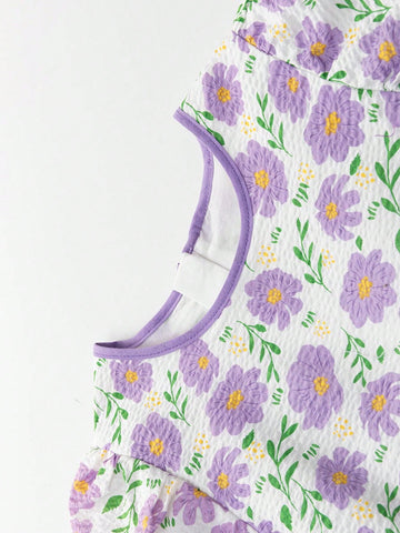 Young Girls' Summer 2024 New Sweet Flower Print Princess Puff Sleeve Dress Young Girls' Summer 2024 New Sweet Flower Print Princess Puff Sleeve Dress