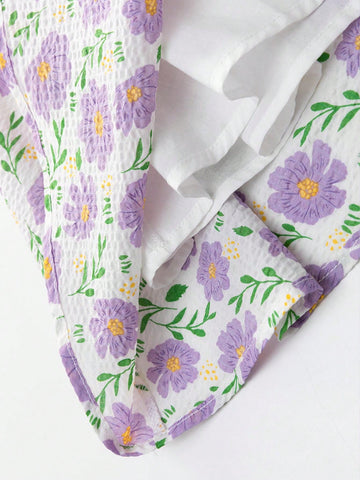 Young Girls' Summer 2024 New Sweet Flower Print Princess Puff Sleeve Dress Young Girls' Summer 2024 New Sweet Flower Print Princess Puff Sleeve Dress