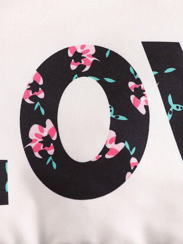 Young Girl's Summer Floral & Letter Printed Short Vest & Skirt Set, Perfect For Outdoor Activities Young Girl's Summer Floral & Letter Printed Short Vest & Skirt Set, Perfect For Outdoor Activities