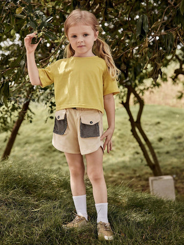 Young Girl's Summer Jungle Adventure Outdoor Sports Short Sleeve T-Shirt And Shorts Set Young Girl's Summer Jungle Adventure Outdoor Sports Short Sleeve T-Shirt And Shorts Set