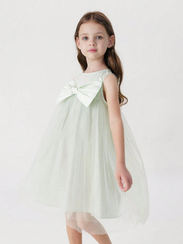 Young Girls Sweet And 3D Bowknot Mesh Top Dress Princess Dress, Summer Young Girls Sweet And 3D Bowknot Mesh Top Dress Princess Dress, Summer