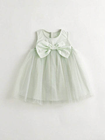 Young Girls Sweet And 3D Bowknot Mesh Top Dress Princess Dress, Summer Young Girls Sweet And 3D Bowknot Mesh Top Dress Princess Dress, Summer