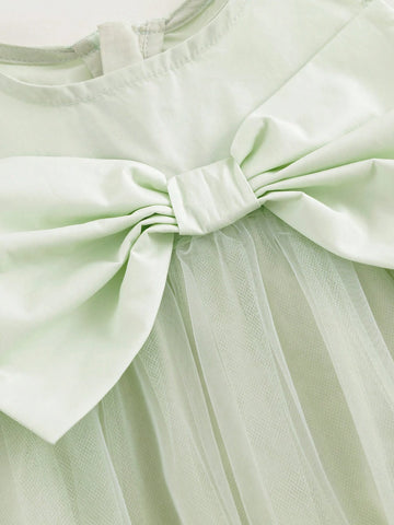 Young Girls Sweet And 3D Bowknot Mesh Top Dress Princess Dress, Summer Young Girls Sweet And 3D Bowknot Mesh Top Dress Princess Dress, Summer