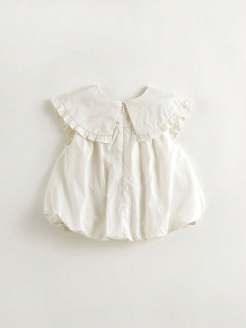 Young Girls" Sweet And Lovely Bowknot & Lace Sleeveless Ruffle Neck Blouse For Summer Young Girls" Sweet And Lovely Bowknot & Lace Sleeveless Ruffle Neck Blouse For Summer