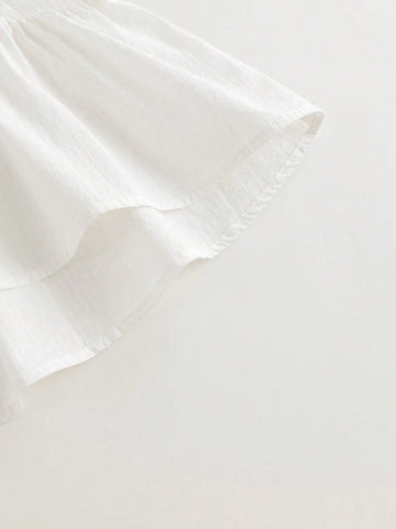 Young Girls' Vintage Elegant Sweet Ruffled Cap Sleeve Round Neck Dress, Summer Young Girls' Vintage Elegant Sweet Ruffled Cap Sleeve Round Neck Dress, Summer