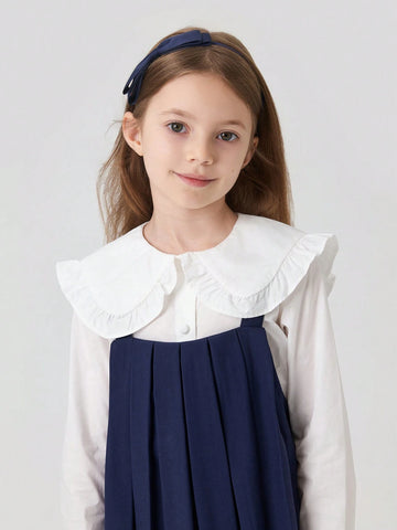 Young Girls' Vintage Style Loose Pleated Suspender Dress, Autumn Young Girls' Vintage Style Loose Pleated Suspender Dress, Autumn
