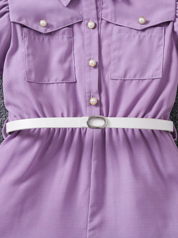 Young Women Elegant Commuting Noble Lady Bubble Striped Blouse Collar With Belted Shorts Romper Young Women Elegant Commuting Noble Lady Bubble Striped Blouse Collar With Belted Shorts Romper