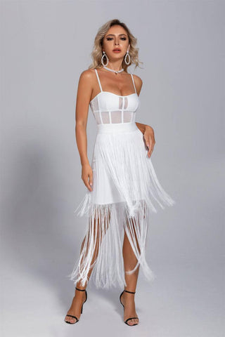 Ellie White Slip Tassel Party Dress Ellie White Slip Tassel Party Dress