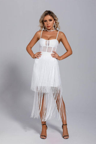 Ellie White Slip Tassel Party Dress Ellie White Slip Tassel Party Dress