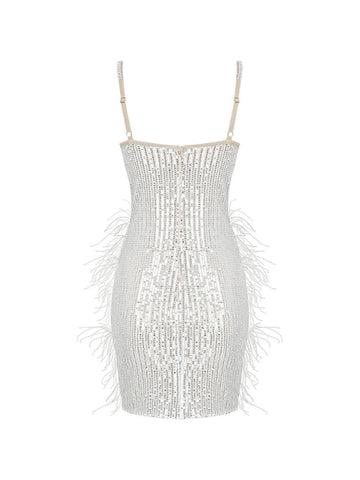 Bronte Pearl Sequin Feather Mini Dress Bronte Pearl Sequin Feather Mini Dress