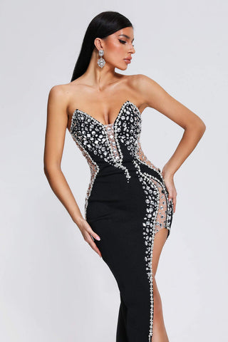 Porsha Diamonate Strapless Maxi Bandage Dress Porsha Diamonate Strapless Maxi Bandage Dress