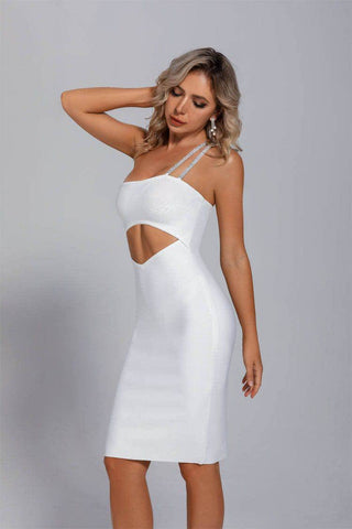 Madison White One Shoulder Bandage Dress Madison White One Shoulder Bandage Dress