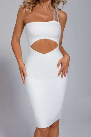Madison White One Shoulder Bandage Dress Madison White One Shoulder Bandage Dress