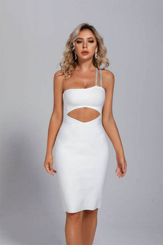 Madison White One Shoulder Bandage Dress Madison White One Shoulder Bandage Dress