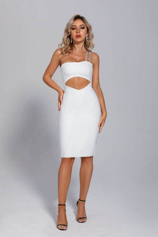 Madison White One Shoulder Bandage Dress Madison White One Shoulder Bandage Dress
