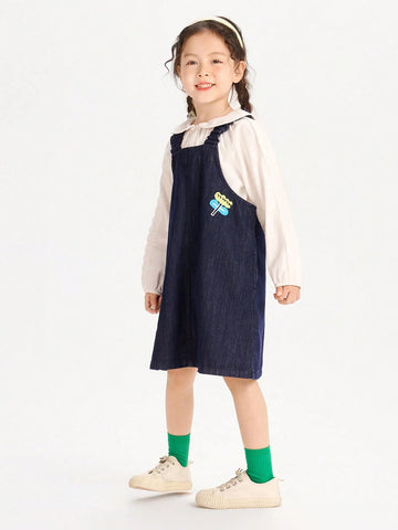 Mini Bala Girls' Denim Overall Dress, Cute Spring Outfit For Young Girl Mini Bala Girls' Denim Overall Dress, Cute Spring Outfit For Young Girl