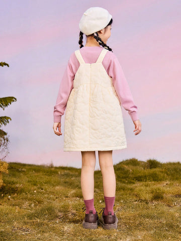 Mini Bala Girls' Padded Suspender Dress Comfortable Sweet Layered Look For Winter 2024 Mini Bala Girls' Padded Suspender Dress Comfortable Sweet Layered Look For Winter 2024