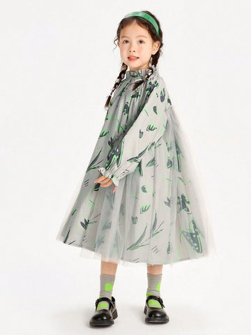 Mini Bala Girls' Princess Dress, Sweet Mesh Stitch Dragon Year Party Dress Mini Bala Girls' Princess Dress, Sweet Mesh Stitch Dragon Year Party Dress
