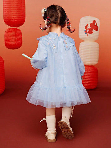 Mini Bala Girls' Sweet Mesh Dress, Chinese Style, Spring New Arrival Mini Bala Girls' Sweet Mesh Dress, Chinese Style, Spring New Arrival