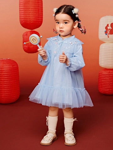 Mini Bala Girls' Sweet Mesh Dress, Chinese Style, Spring New Arrival Mini Bala Girls' Sweet Mesh Dress, Chinese Style, Spring New Arrival
