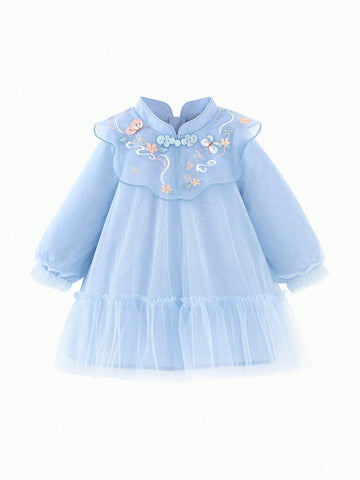 Mini Bala Girls' Sweet Mesh Dress, Chinese Style, Spring New Arrival Mini Bala Girls' Sweet Mesh Dress, Chinese Style, Spring New Arrival