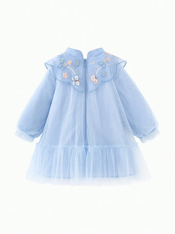 Mini Bala Girls' Sweet Mesh Dress, Chinese Style, Spring New Arrival Mini Bala Girls' Sweet Mesh Dress, Chinese Style, Spring New Arrival