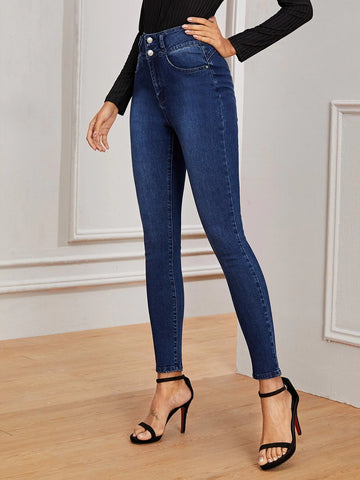 Dark Wash High-Waisted High Stretch Skinny Jeans Dark Wash High-Waisted High Stretch Skinny Jeans