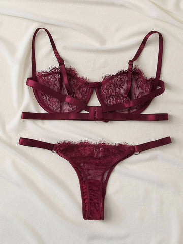 Floral Lace Underwire Lingerie Set Floral Lace Underwire Lingerie Set