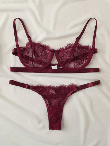 Floral Lace Underwire Lingerie Set Floral Lace Underwire Lingerie Set