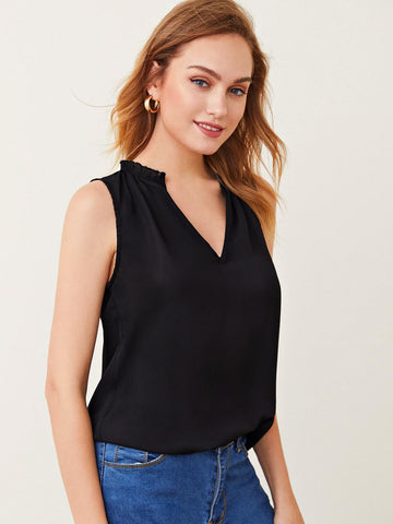 evolu Frill Trim Solid Blouse evolu Frill Trim Solid Blouse