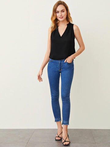 evolu Frill Trim Solid Blouse evolu Frill Trim Solid Blouse