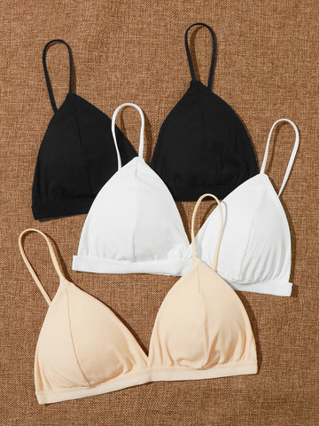 3pack Ribbed Triangle Bra Set 3pack Ribbed Triangle Bra Set