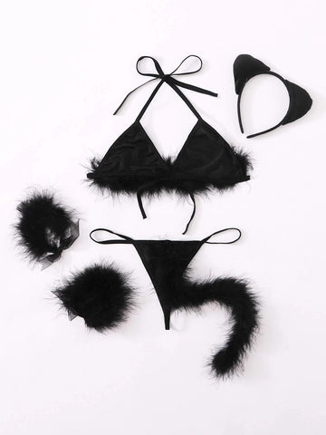 6pack Fluffy Triangle Thong Rabbit Sexy Costume 6pack Fluffy Triangle Thong Rabbit Sexy Costume