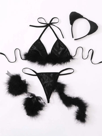 6pack Fluffy Triangle Thong Rabbit Sexy Costume 6pack Fluffy Triangle Thong Rabbit Sexy Costume