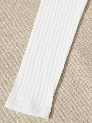 Lace Trim Bow Front Rib-knit Tee Lace Trim Bow Front Rib-knit Tee