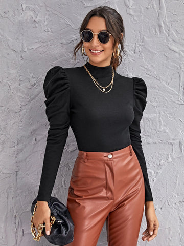 Mock-neck Gigot Sleeve Top Mock-neck Gigot Sleeve Top