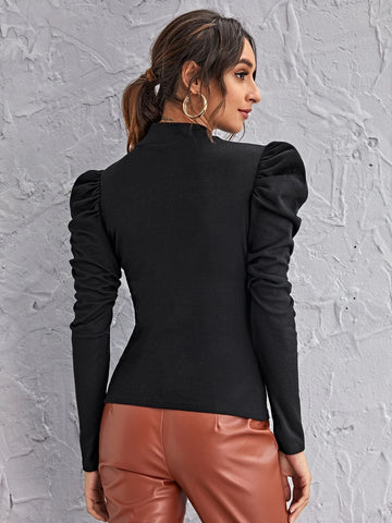 Mock-neck Gigot Sleeve Top Mock-neck Gigot Sleeve Top