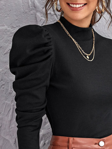 Mock-neck Gigot Sleeve Top Mock-neck Gigot Sleeve Top