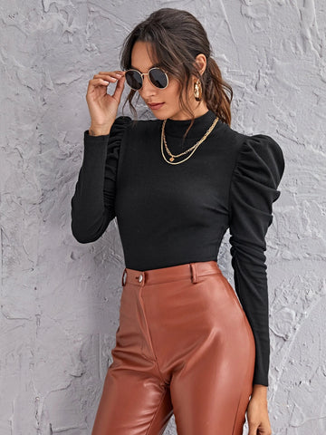 Mock-neck Gigot Sleeve Top Mock-neck Gigot Sleeve Top