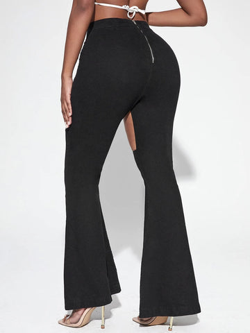 Cut Out Flare Leg Jeans Cut Out Flare Leg Jeans