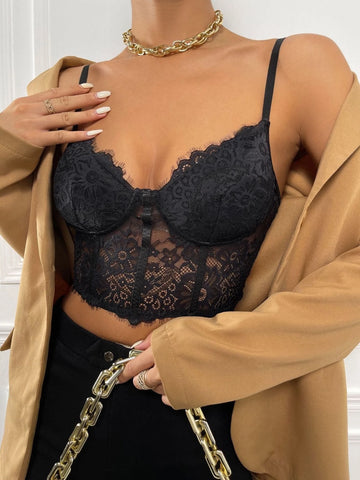 Lace Bustier Crop Cami Top Lace Bustier Crop Cami Top