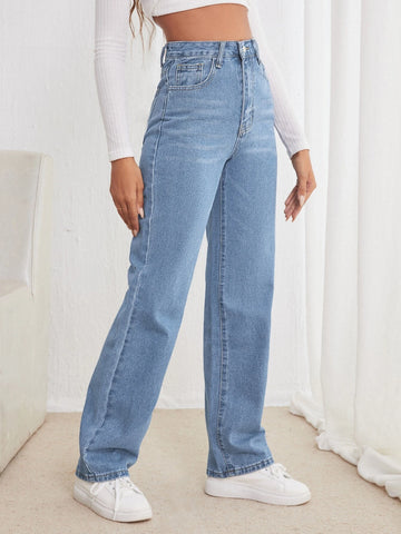 High Waisted Straight Leg Jeans High Waisted Straight Leg Jeans