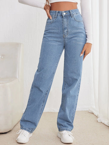 High Waisted Straight Leg Jeans High Waisted Straight Leg Jeans