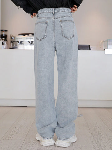 DAZY High Waist Light Wash Straight Leg Jeans DAZY High Waist Light Wash Straight Leg Jeans