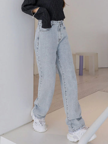 DAZY High Waist Light Wash Straight Leg Jeans DAZY High Waist Light Wash Straight Leg Jeans