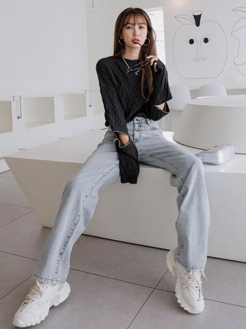 DAZY High Waist Light Wash Straight Leg Jeans DAZY High Waist Light Wash Straight Leg Jeans