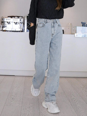 DAZY High Waist Light Wash Straight Leg Jeans DAZY High Waist Light Wash Straight Leg Jeans