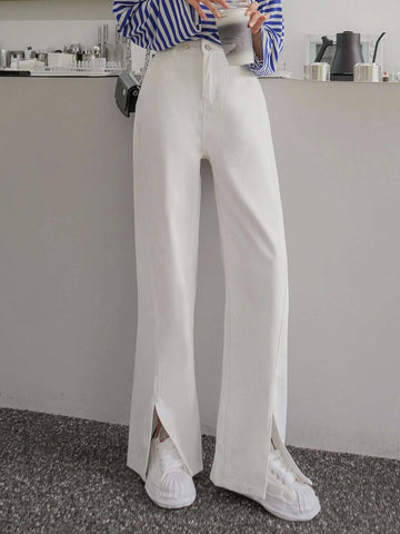 DAZY High Waist Slit Hem Wide Leg Jeans DAZY High Waist Slit Hem Wide Leg Jeans