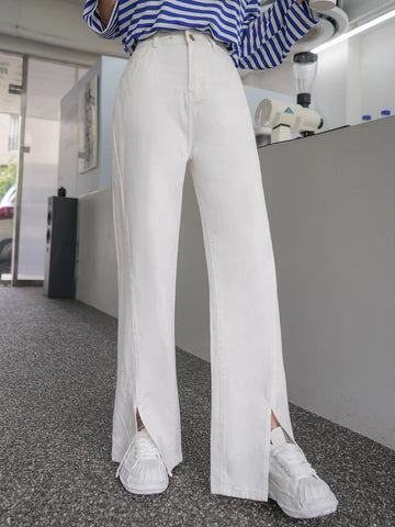 DAZY High Waist Slit Hem Wide Leg Jeans DAZY High Waist Slit Hem Wide Leg Jeans