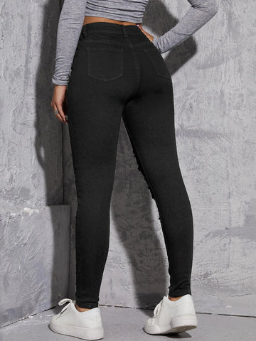 Solid Ripped Skinny Jeans Solid Ripped Skinny Jeans